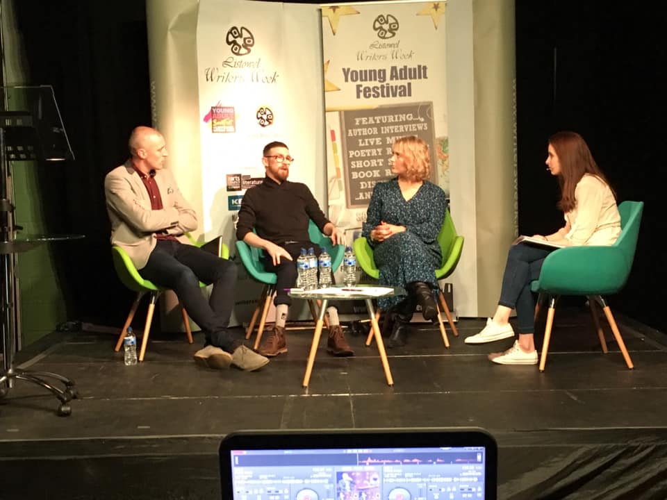 Kieran Donoghy, Paddy Smyth, Edaein O'Connell and Rhona Tarrant in conversation at YA BookFest2018