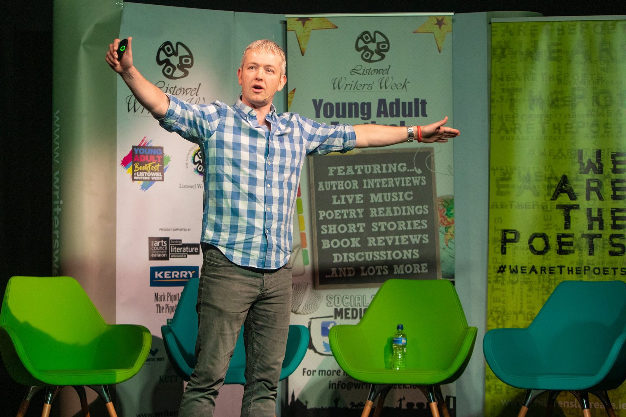 Colm Keegan on stage at YABF 2018