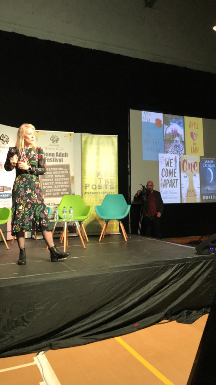 Sarah Crossan on stage at YABF 2018