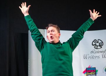 Shane Casey performing at YA BookFest 2019